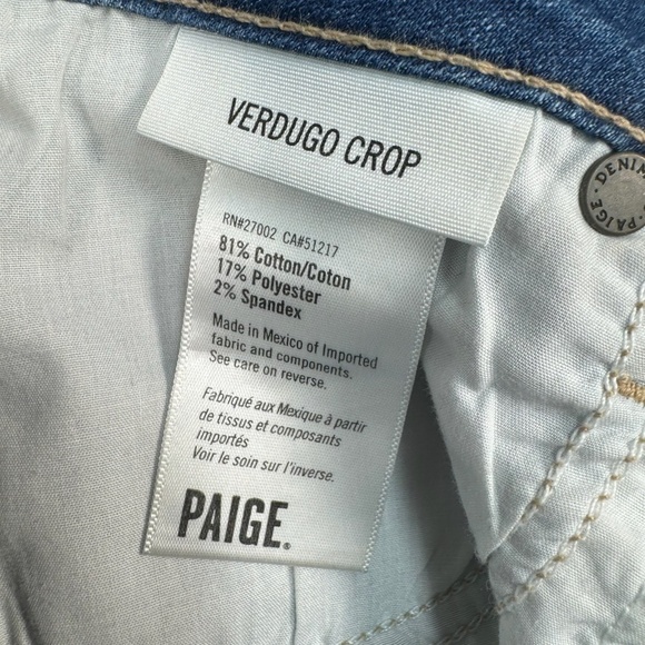 Paige Verdugo Crop Womens Size 28 Mid Rise Dark Wash - Picture 4 of 11